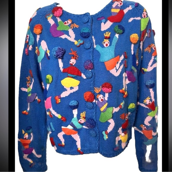 Vintage MICHAEL SIMON Cardigan Sweater Cheerleader Vintage RARE Medium - Picture 3 of 9